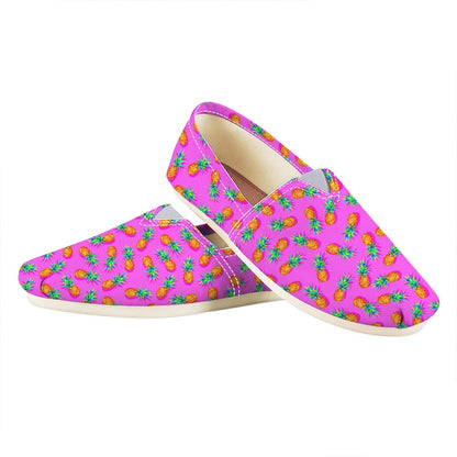 Hot Pink Pineapple Pattern Print Casual Shoes