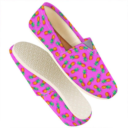 Hot Pink Pineapple Pattern Print Casual Shoes