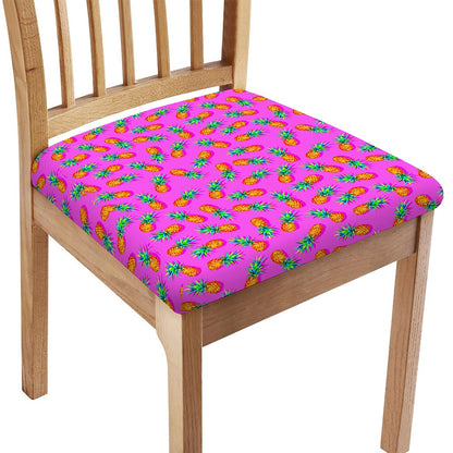 Hot Pink Pineapple Pattern Print Chair Cushion Cover