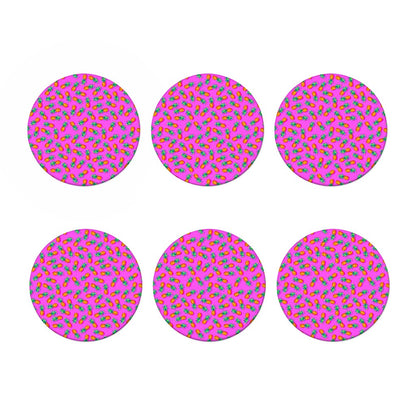 Hot Pink Pineapple Pattern Print Coaster Set