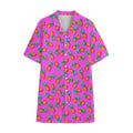 Hot Pink Pineapple Pattern Print Cotton Hawaiian Shirt