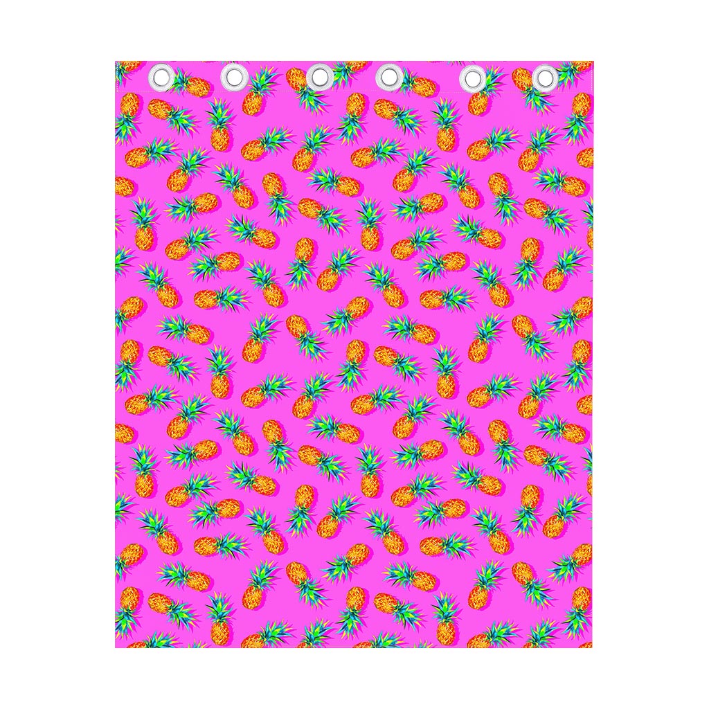 Hot Pink Pineapple Pattern Print Curtain