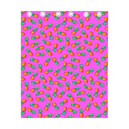 Hot Pink Pineapple Pattern Print Curtain