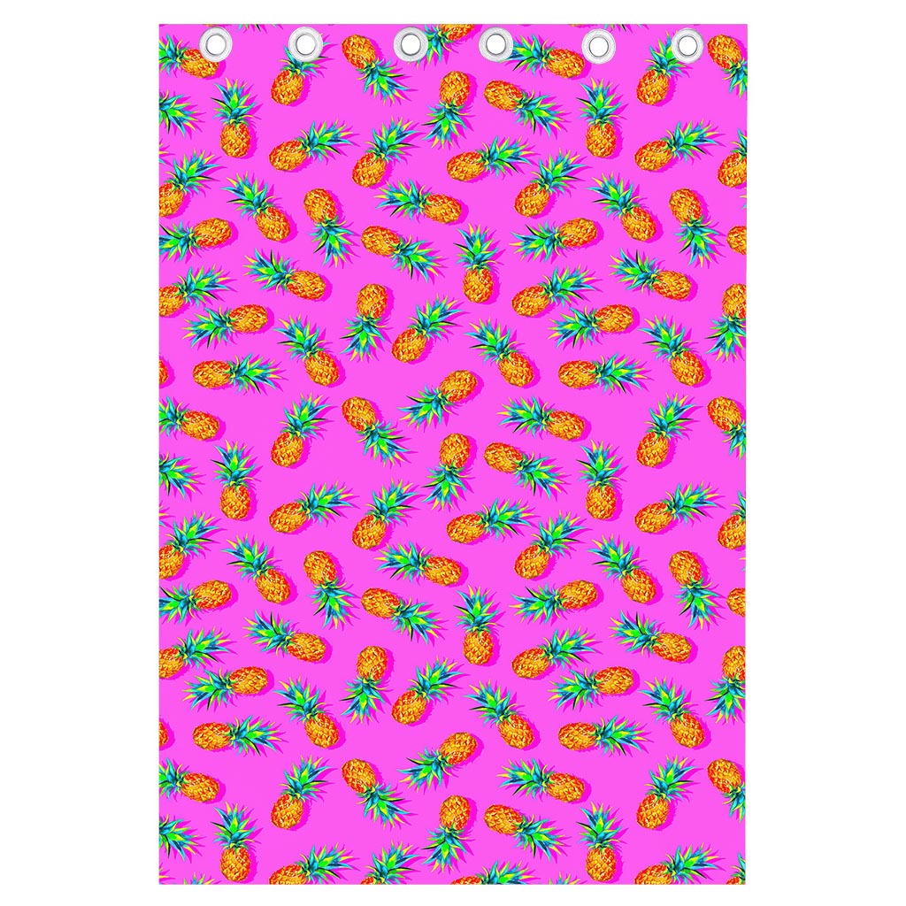 Hot Pink Pineapple Pattern Print Curtain