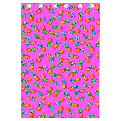 Hot Pink Pineapple Pattern Print Curtain