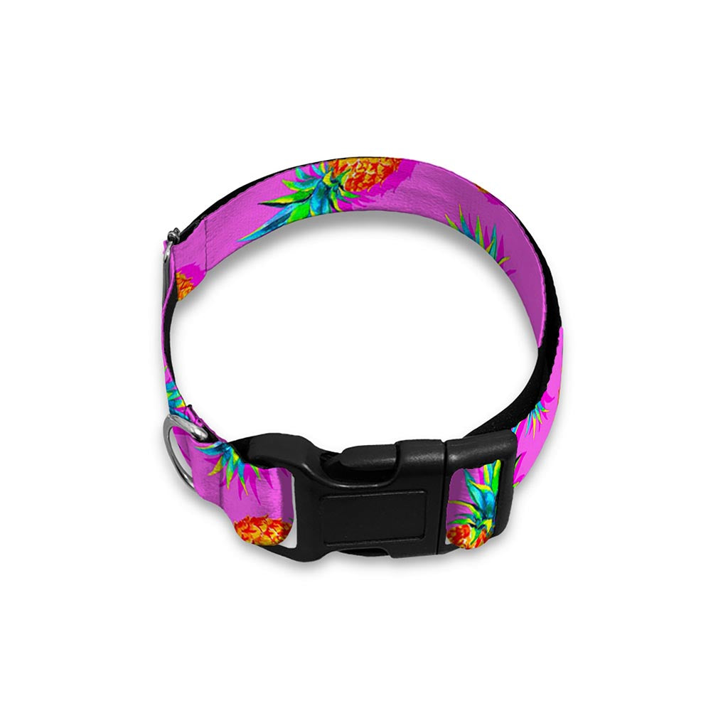 Hot Pink Pineapple Pattern Print Dog Collar