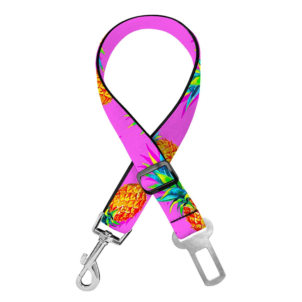 Hot Pink Pineapple Pattern Print Dog Seat Belt