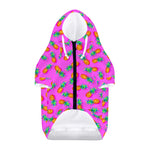 Hot Pink Pineapple Pattern Print Dog Zip Up Hoodie