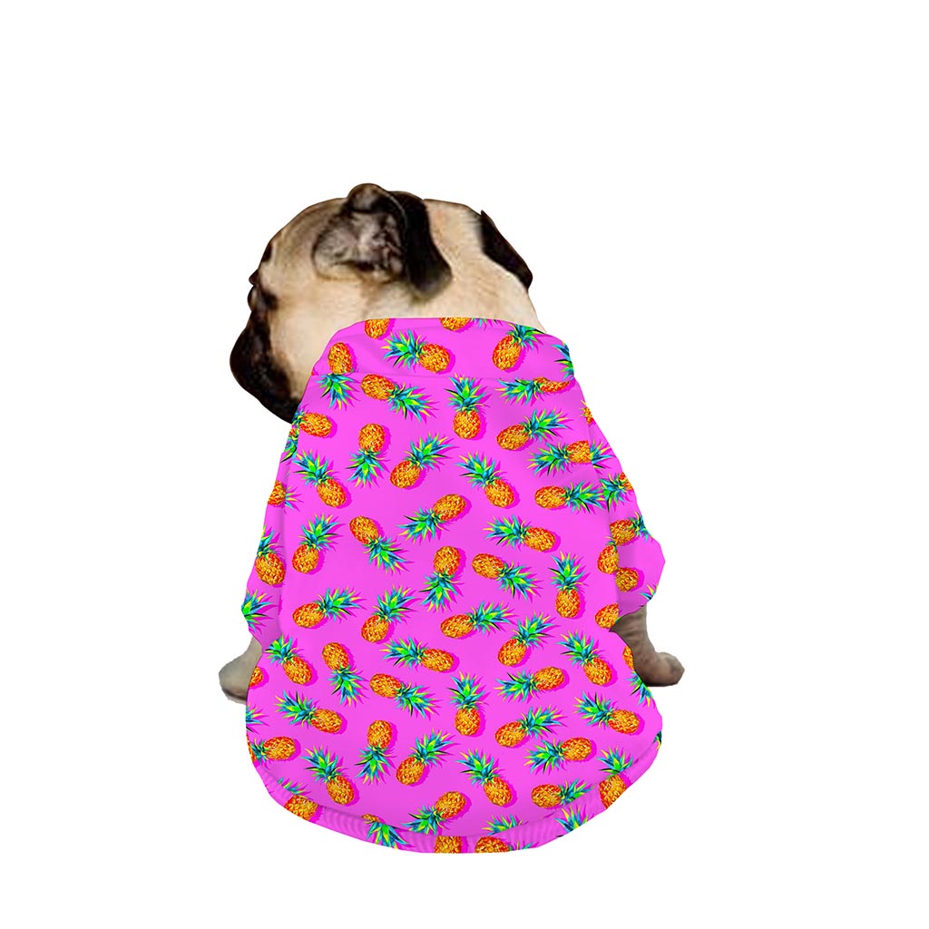 Hot Pink Pineapple Pattern Print Dog Zip Up Jacket