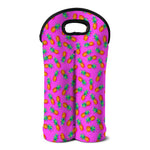 Hot Pink Pineapple Pattern Print Double Neoprene Wine Tote