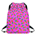 Hot Pink Pineapple Pattern Print Drawstring Backpack