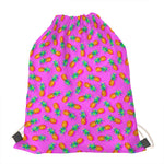 Hot Pink Pineapple Pattern Print Drawstring Bag