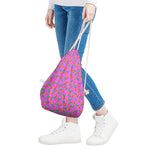 Hot Pink Pineapple Pattern Print Drawstring Bag