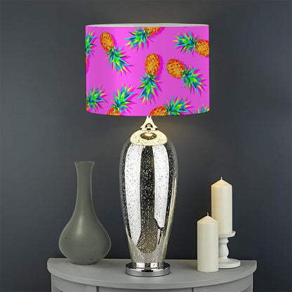 Hot Pink Pineapple Pattern Print Drum Lamp Shade