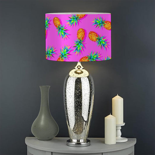 Hot Pink Pineapple Pattern Print Drum Lamp Shade