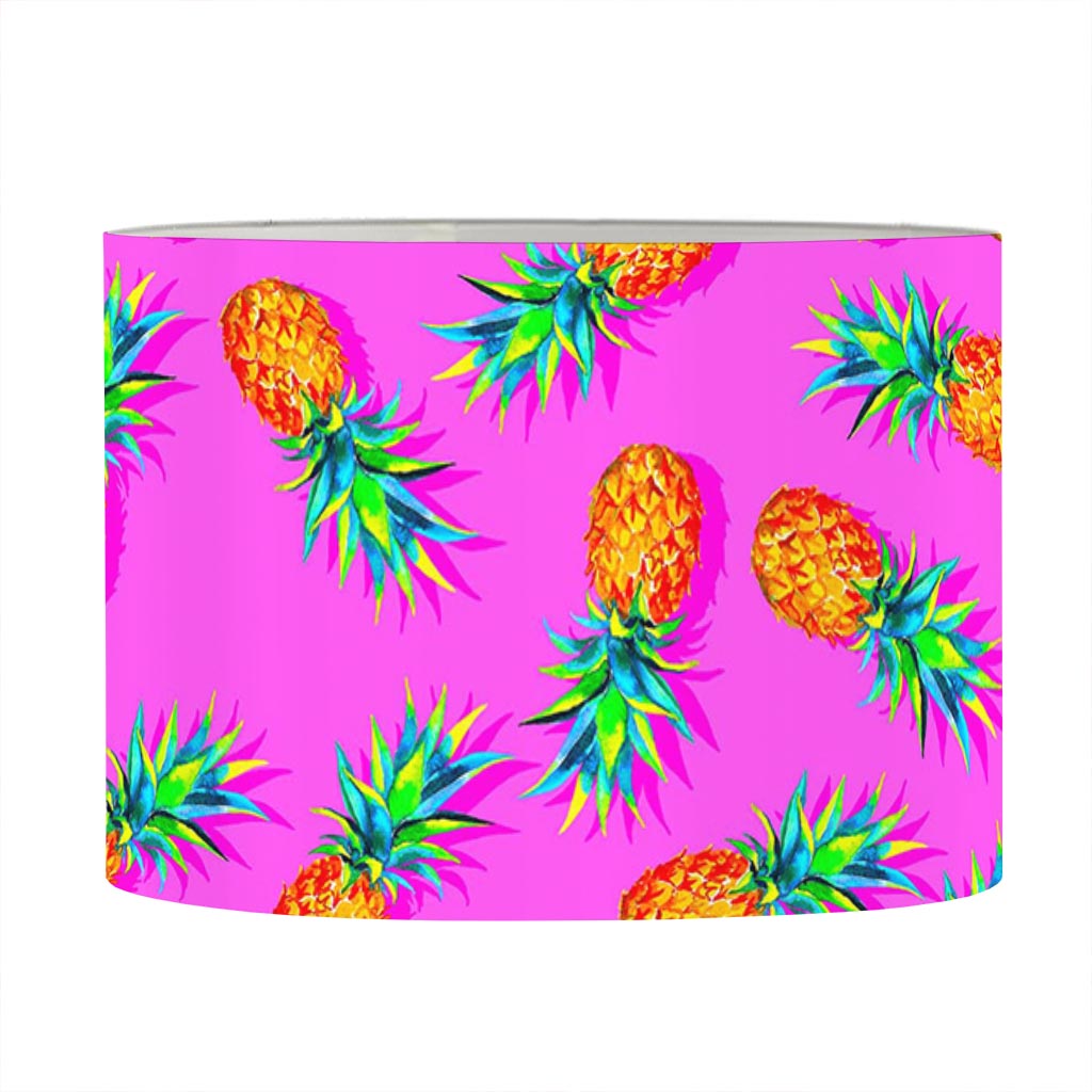 Hot Pink Pineapple Pattern Print Drum Lamp Shade