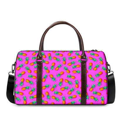 Hot Pink Pineapple Pattern Print Duffle Bag