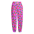 Hot Pink Pineapple Pattern Print Fleece Lined Knit Pants