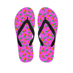 Hot Pink Pineapple Pattern Print Flip Flops