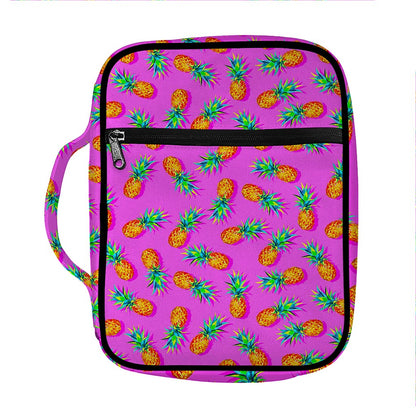 Hot Pink Pineapple Pattern Print Front Pocket Bible Bag