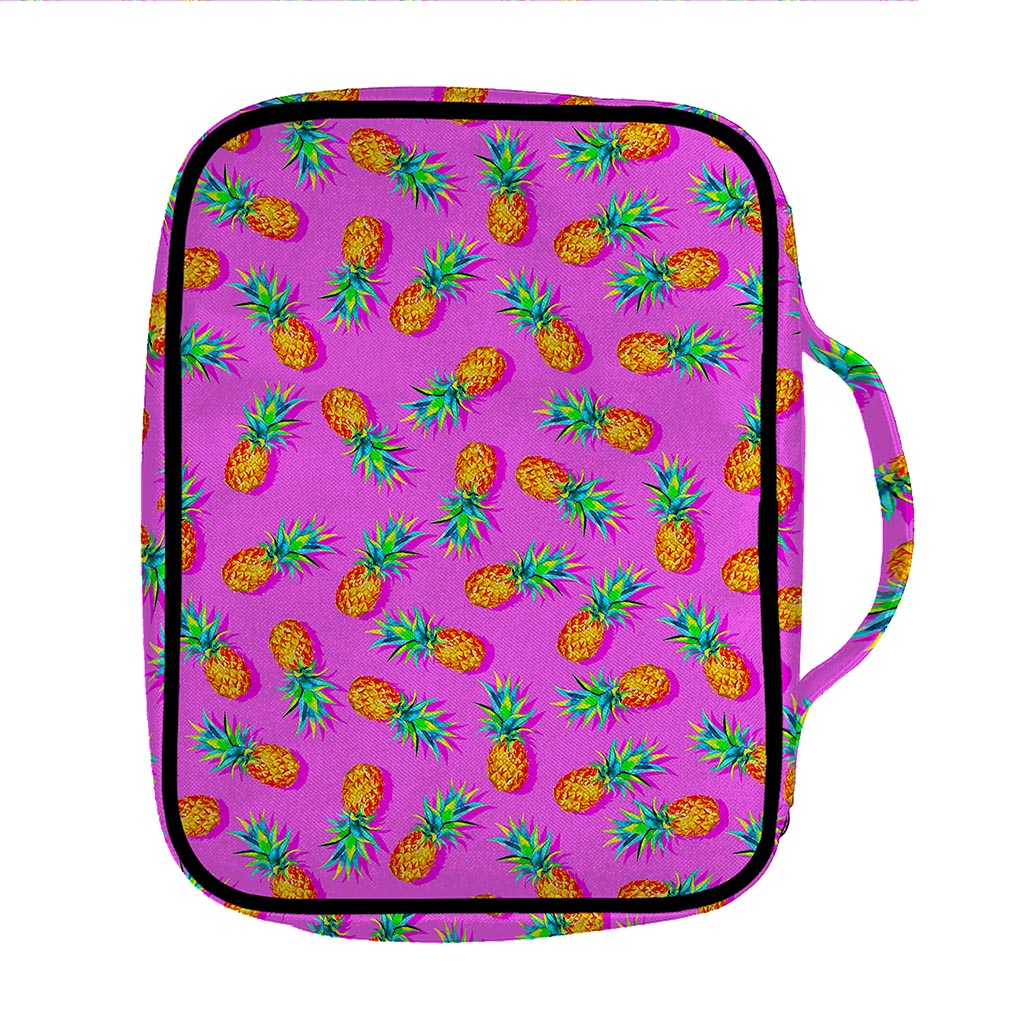 Hot Pink Pineapple Pattern Print Front Pocket Bible Bag