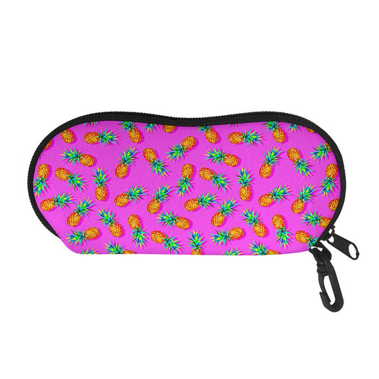 Hot Pink Pineapple Pattern Print Glasses Case
