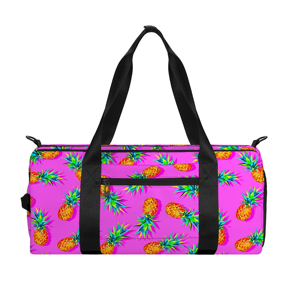 Hot Pink Pineapple Pattern Print Gym Bag