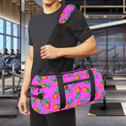 Hot Pink Pineapple Pattern Print Gym Bag