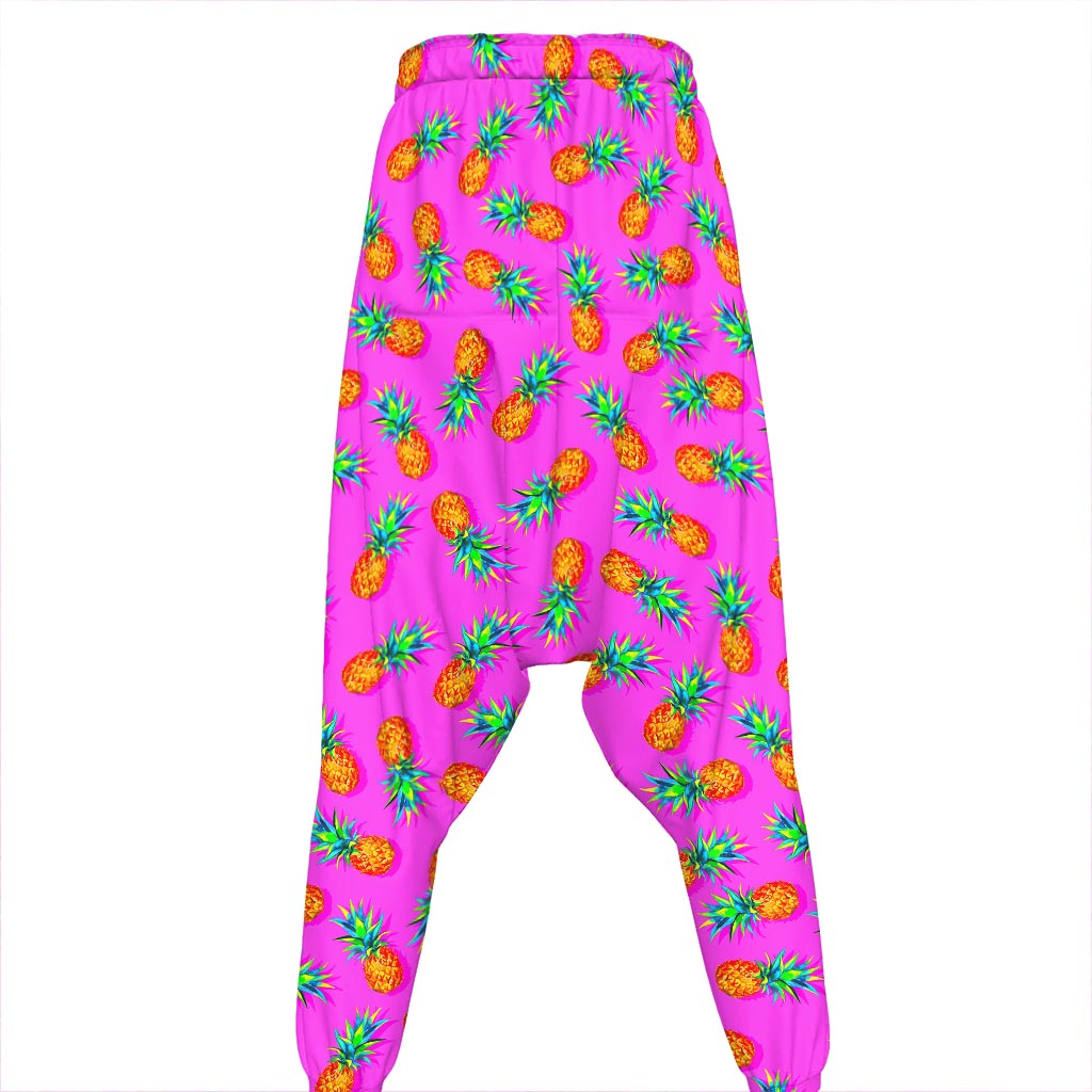 Hot Pink Pineapple Pattern Print Hammer Pants