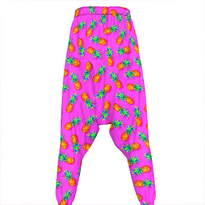 Hot Pink Pineapple Pattern Print Hammer Pants