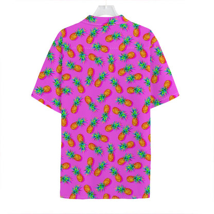 Hot Pink Pineapple Pattern Print Hawaiian Shirt