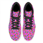 Hot Pink Pineapple Pattern Print High Top Leather Sneakers