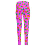 Hot Pink Pineapple Pattern Print High-Waisted Pocket Leggings