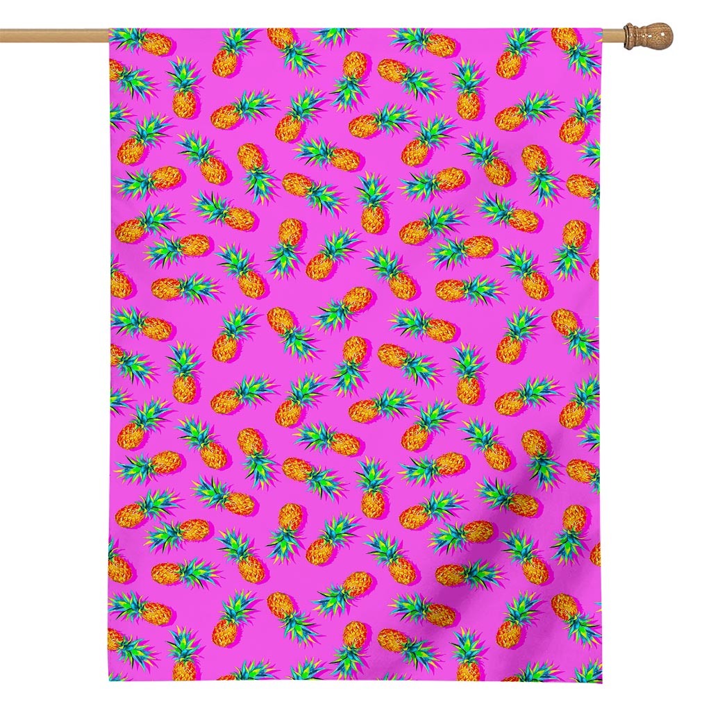 Hot Pink Pineapple Pattern Print House Flag
