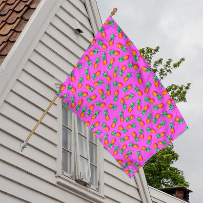 Hot Pink Pineapple Pattern Print House Flag