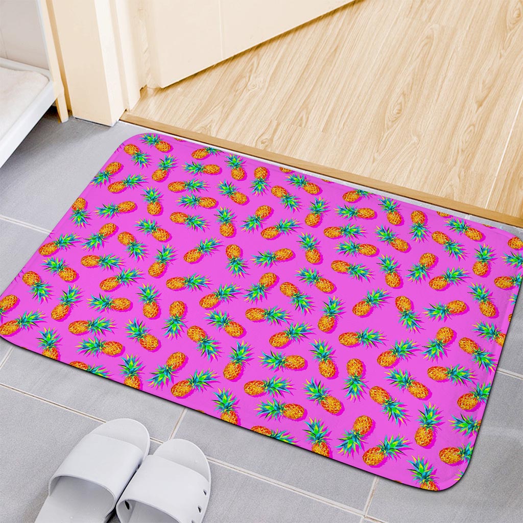 Hot Pink Pineapple Pattern Print Indoor Door Mat