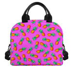 Hot Pink Pineapple Pattern Print Insulated Lunch Bag