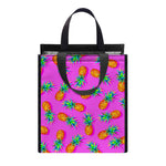Hot Pink Pineapple Pattern Print Insulated Lunch Tote