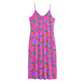 Hot Pink Pineapple Pattern Print Jersey Midi Cami Dress
