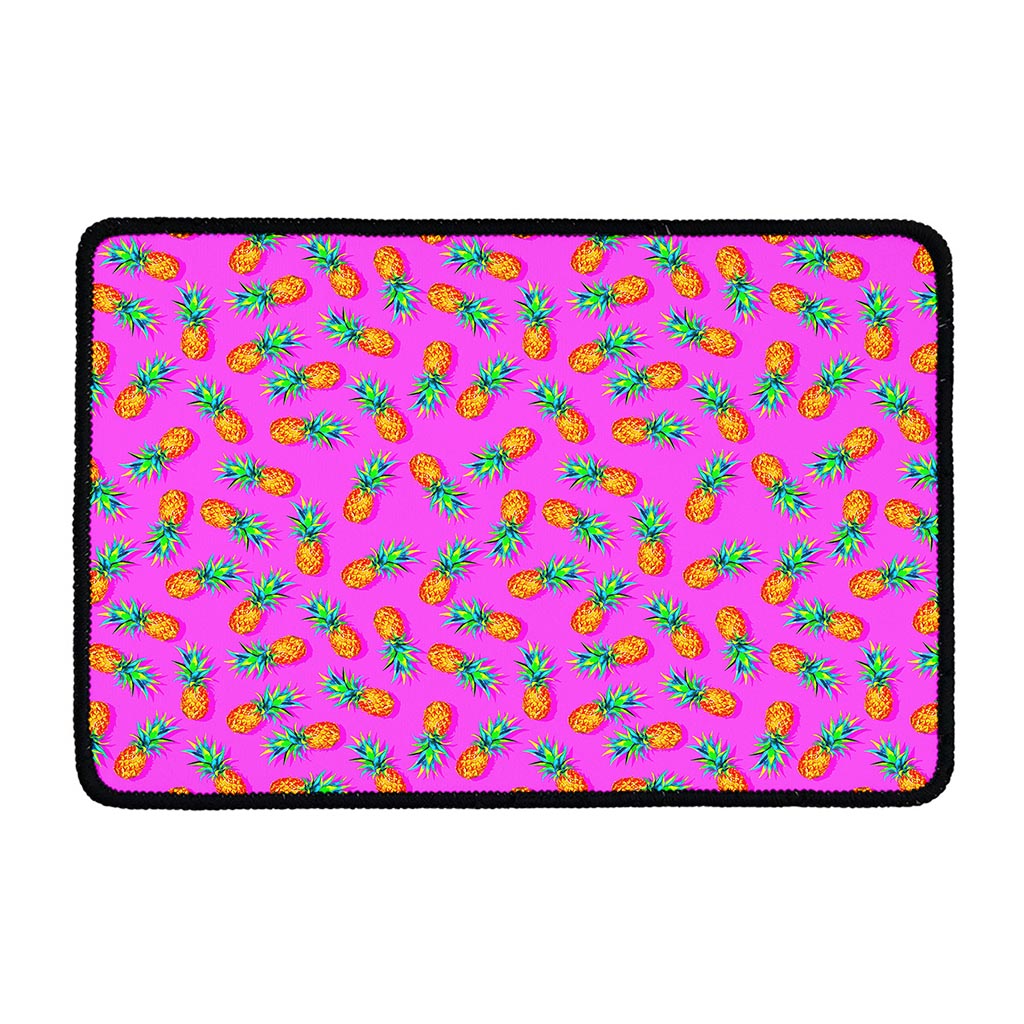 Hot Pink Pineapple Pattern Print Kitchen Mat