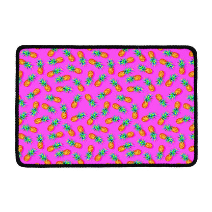 Hot Pink Pineapple Pattern Print Kitchen Mat