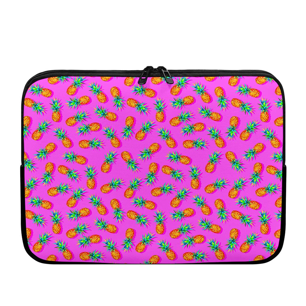 Hot Pink Pineapple Pattern Print Laptop Sleeve
