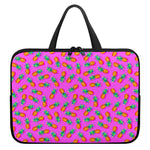 Hot Pink Pineapple Pattern Print Laptop Sleeve With Handle