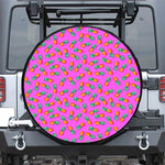 Hot Pink Pineapple Pattern Print Leather Spare Tire Cover