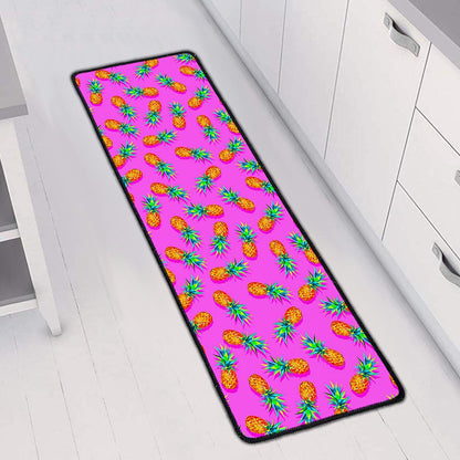 Hot Pink Pineapple Pattern Print Long Kitchen Mat