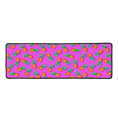 Hot Pink Pineapple Pattern Print Long Kitchen Mat