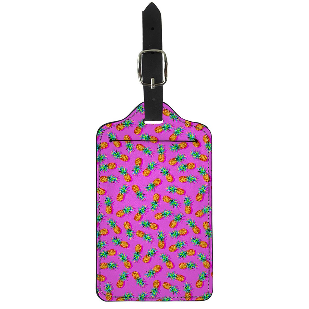 Hot Pink Pineapple Pattern Print Luggage Tag