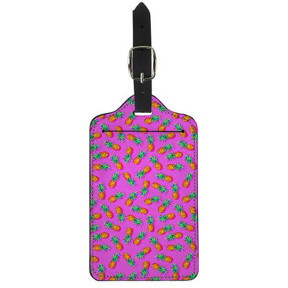 Hot Pink Pineapple Pattern Print Luggage Tag