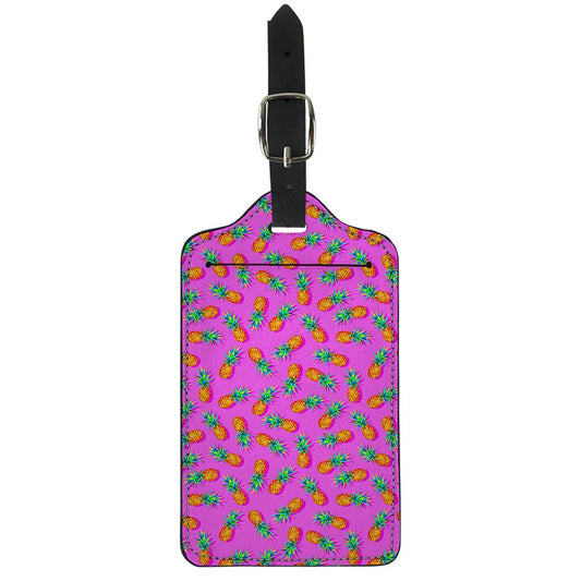 Hot Pink Pineapple Pattern Print Luggage Tag