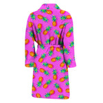 Hot Pink Pineapple Pattern Print Men's Bathrobe
